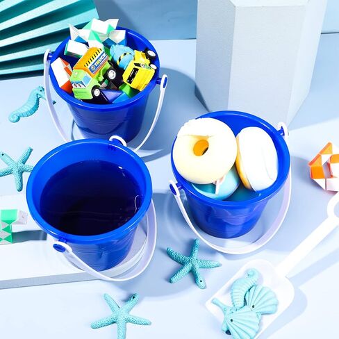 24 Sets Sand Buckets and Shovels, 4.72 Inch Beach Sand Bucket Toy Set, Plastic Bucket with Handles Pails Small Sandbox Toys Party Favor for Boys Girls Building Sand Castle in Saudi Arabia