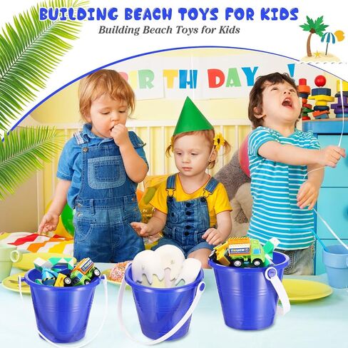 24 Sets Sand Buckets and Shovels, 4.72 Inch Beach Sand Bucket Toy Set, Plastic Bucket with Handles Pails Small Sandbox Toys Party Favor for Boys Girls Building Sand Castle in Saudi Arabia