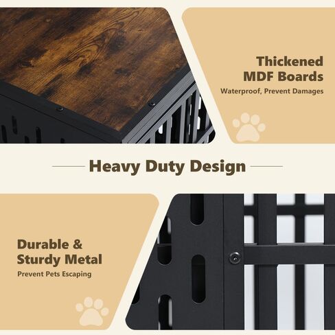 KELIXU الثقيلة الكلب قفص الأثاث بيت الكلب تصميم الانسحاب و 3 أبواب، صناديق الحيوانات الأليفة المعدنية القوية الكبيرة وبيت للكلاب، طول قابل للتعديل من 38 "إلى 70"، سهلة التركيب، أسود in Kuwait
