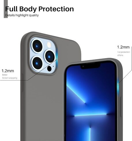 ORNARTO Compatible with iPhone 13 Pro Max Case 6.7", Slim Liquid Silicone 3 Layers Full Covered Soft Gel Rubber Case Cover 6.7 inch-Blue in Saudi Arabia