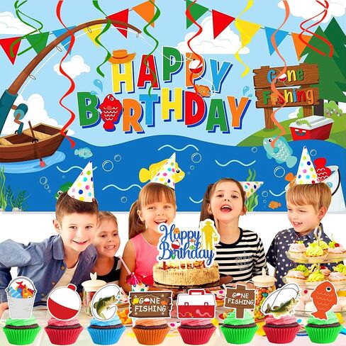 25pcs الأسماك ذهب الصيد كعكة توبر كب كيك القبعات العالية عيد ميلاد حزب الزينة تحت عنوان المحيط صياد البحر ديكور الجدول المركزية للأطفال صبي البالغين في سن المراهقة استحمام الطفل لوازم الحفلات الطرف تفضل in Saudi Arabia