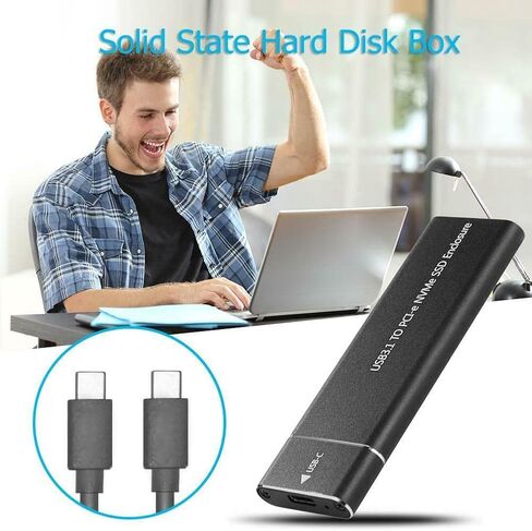 NVME M.2 to Type-C USB3.1 10Gbps Aluminum External Solid State Drive Adapter Enclosure for 2280 2260 2242 2230 PCI-E M2 M-Key SSD, USB Type C Converter Case in Kuwait