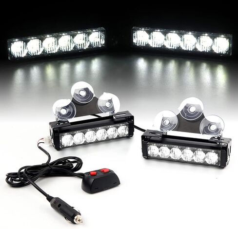 NO.32 2 X 24W 6.5" LED Emergency Strobe Flashing Light Bar 9 Modes Traffic Advisor Emergency Beacon Warning Lights Bar Kit for Interior Roof/Dash in Kuwait