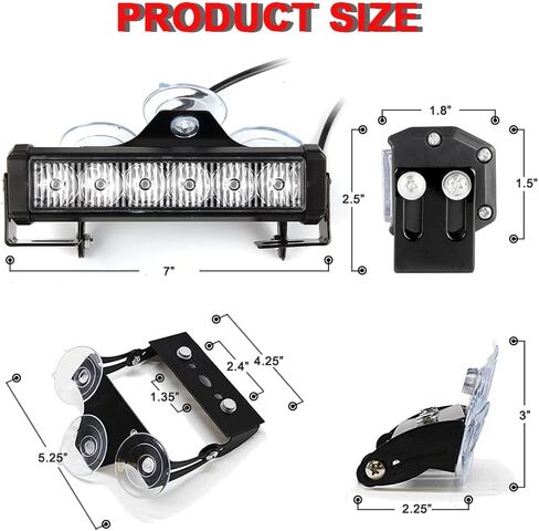 NO.32 2 X 24W 6.5" LED Emergency Strobe Flashing Light Bar 9 Modes Traffic Advisor Emergency Beacon Warning Lights Bar Kit for Interior Roof/Dash in Kuwait