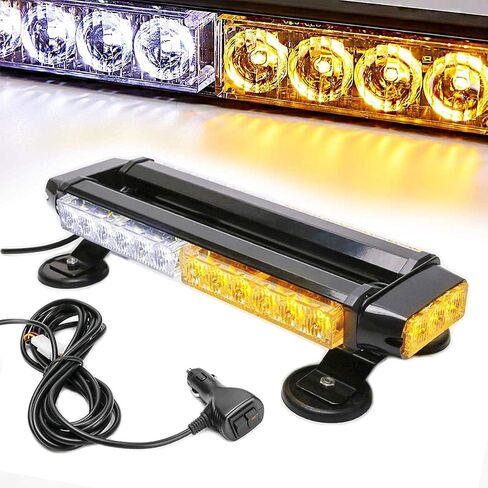LE-JX Amber 30 LEDs Safety Strobe Flashing Light Bar Double Side High Intensity Roof Top Plow Flash Traffic Advisor Emergency Hazard Warning Lighting Mini Beacon with Magnetic Base (Yellow,12-24V/30W) in Saudi Arabia