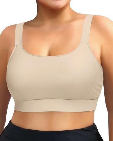 Daci Women Plus Size Sports Bra Bikini Top Only Push Up Scoop Neck Bathing Suit Top Full Coverage Swimsuit Top for Large Bust in Saudi Arabia