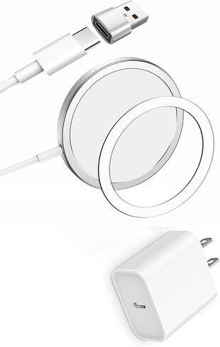 [1 Pack] Magnetic Wireless Charger 15W Fast Mag-Safe Compatible with iPhone 15/14/13/12 Series and Airpods pro/2/3 [1 Extra Magnetic Ring] for iPhone X-11 Serie (Adapter 20w) (Black) in Saudi Arabia