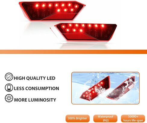 ADIIL RZR مصابيح خلفية LED لمصابيح الفرامل الخلفية مجموعة مصابيح إيقاف المصابيح الخلفية لـ Polaris RZR XP 900 1000 Turbo S 2014-2019، استبدل OEM #2412341,2412342 (عدسة حمراء) in Kuwait