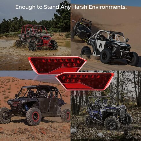 ADIIL RZR مصابيح خلفية LED لمصابيح الفرامل الخلفية مجموعة مصابيح إيقاف المصابيح الخلفية لـ Polaris RZR XP 900 1000 Turbo S 2014-2019، استبدل OEM #2412341,2412342 (عدسة حمراء) in Kuwait