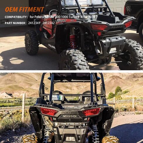 ADIIL RZR مصابيح خلفية LED لمصابيح الفرامل الخلفية مجموعة مصابيح إيقاف المصابيح الخلفية لـ Polaris RZR XP 900 1000 Turbo S 2014-2019، استبدل OEM #2412341,2412342 (عدسة حمراء) in Kuwait