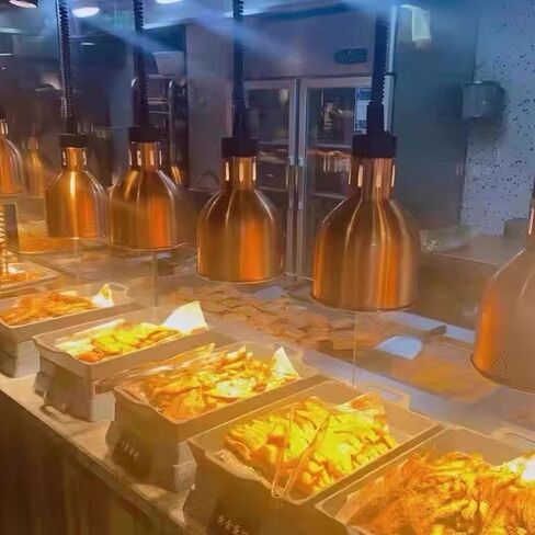 Commercial Food Heat Lamp Infrared Food Warmer Hanging Heating Lamps For Food Service Restaurant Buffet(Copper) in Kuwait