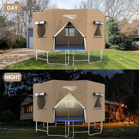 Trampoline Tent Cover Frameless Shade with LED Light Trampoline Accessory Tent Outdoor Straight Pole Round Trampoline,Tent Only in Saudi Arabia