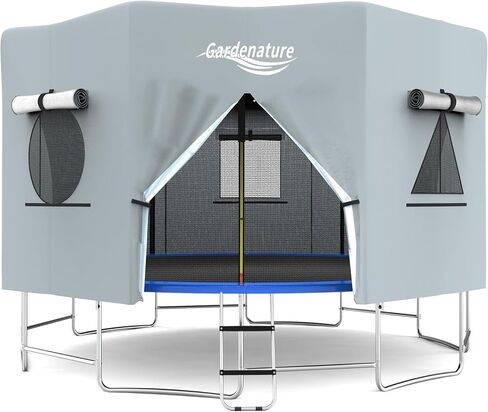 Trampoline Tent Cover Frameless Shade with LED Light Trampoline Accessory Tent Outdoor Straight Pole Round Trampoline,Tent Only in Saudi Arabia