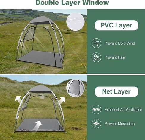REDCAMP Sports Tent with Double Layer Window, Extra Large 2-3 Person Clear Weatherproof Tent for Two Parents, All Weather Shelter for Soccer, Baseball, Camping, Sun or Rain Protection in Saudi Arabia