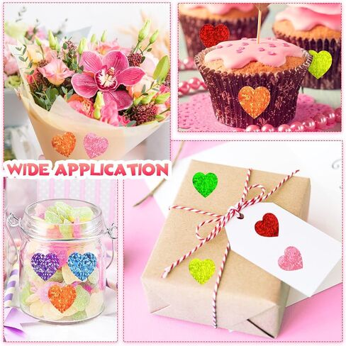 Gersoniel 2 Rolls 1000 Pcs Glitter Heart Stickers Heart Stickers for Kids Teacher 1 Inch Self Adhesive Colorful for Birthday Wedding School Classroom Party Decoration(Bright Colors) in Saudi Arabia
