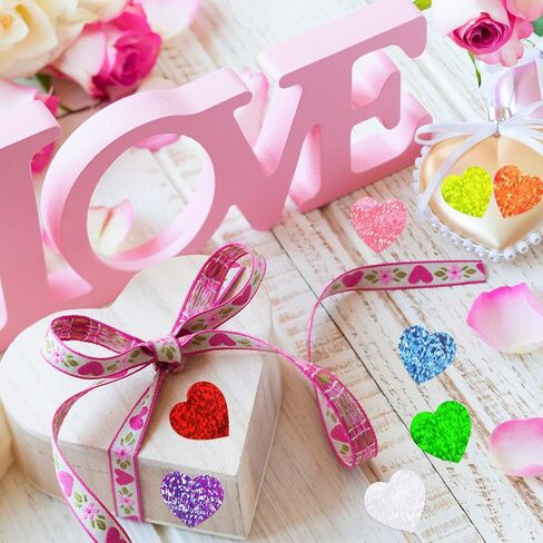 Gersoniel 2 Rolls 1000 Pcs Glitter Heart Stickers Heart Stickers for Kids Teacher 1 Inch Self Adhesive Colorful for Birthday Wedding School Classroom Party Decoration(Bright Colors) in Saudi Arabia