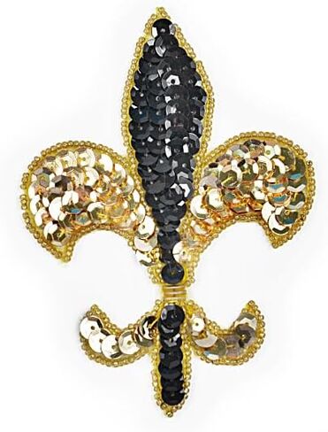 Expo International 4 1/4" x 3" رقعة مطرزة بالترتر Fleur De Lis، أسود/ذهبي in Saudi Arabia
