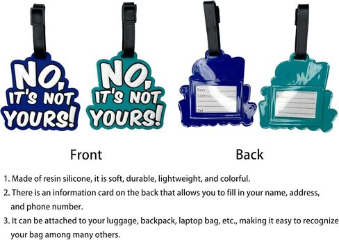 Luggage Tags 2-Pack Warning Message Cute Anime Cartoon Animal Colorful Silicone ID Tags for Suitcases Bags Travel Perfect for Teens Adults (Blue Red) in Saudi Arabia