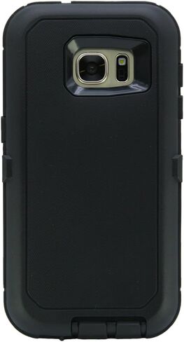 WallSkiN Case for Galaxy S7 (5.1") Heavy Duty Full Body Military Grade Drop Protection Carrying Cover Holder | Holster for Men Belt with Clip Stand – Black/Black in Saudi Arabia