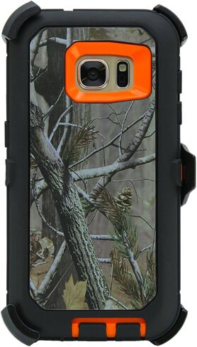 WallSkiN Case for Galaxy S7 (5.1") Heavy Duty Full Body Military Grade Drop Protection Carrying Cover Holder | Holster for Men Belt with Clip Stand – Black/Black in Saudi Arabia