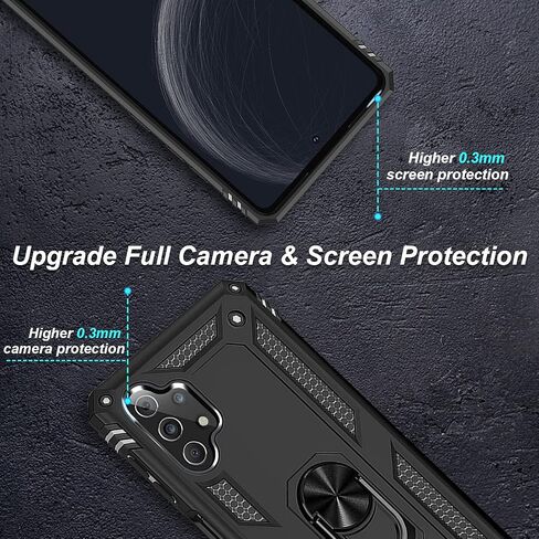 for Samsung Galaxy A32 5G Case with Belt Clip Holster Ring Holder, Military Grade Protection Cover[Fit for Magnetic Car Mount] Shockproof Case for Samsung Galaxy A32 5G (Black) in Saudi Arabia