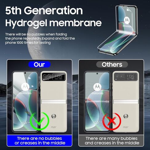 [عبوتان + عبوتان] واقي شاشة Motorola Razr 2023 5G [عبوة من عبوتين من غشاء مرن للشاشة الداخلية وعبوتين من واقي شاشة عدسة الكاميرا] مع HD، بدون فقاعات، مضاد للخدش، مناسب لجراب Motorola in Kuwait