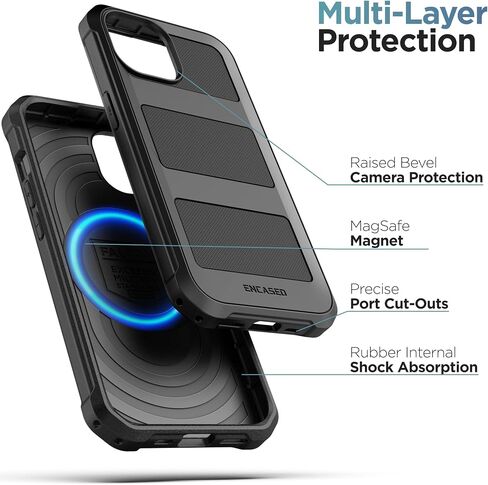 Encased Falcon Armor Designed for iPhone 15 Pro Case with Belt Clip Holster - Ultra Protective Shockproof Cover (Compatible with MagSafe) in Saudi Arabia