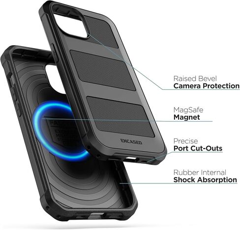 Encased Falcon Armor Designed for iPhone 15 Pro Case with Belt Clip Holster - Ultra Protective Shockproof Cover (Compatible with MagSafe) in Kuwait