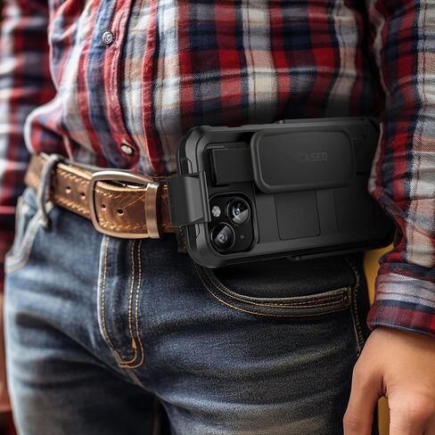 Encased Falcon Armor Designed for iPhone 15 Pro Case with Belt Clip Holster - Ultra Protective Shockproof Cover (Compatible with MagSafe) in Kuwait