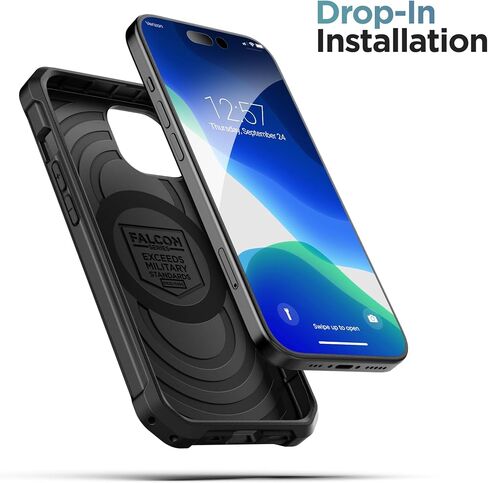 Encased Falcon Armor Designed for iPhone 15 Pro Case with Belt Clip Holster - Ultra Protective Shockproof Cover (Compatible with MagSafe) in Kuwait