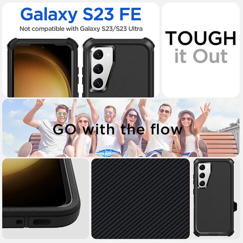 AICase Belt-Clip Holster Case for Galaxy S23 Fe with Screen Protector,Heavy Duty Drop Protection Full Body Rugged Shockproof/DustProof Military Grade Tough Durable Cover for Samsung Galaxy S23 Fe in Kuwait