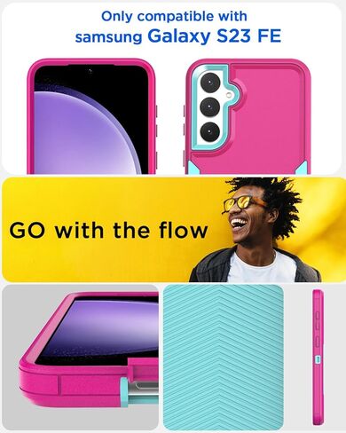 AICase Belt-Clip Holster Case for Galaxy S23 Fe with Screen Protector,Heavy Duty Drop Protection Full Body Rugged Shockproof/DustProof Military Grade Tough Durable Cover for Samsung Galaxy S23 Fe in Kuwait