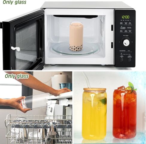 Moretoes Smoothie Cup 6pcs 16oz, Glass Cups with Lids and Straws, Drinking Glasses Set, Cute Tumbler Cup in Saudi Arabia