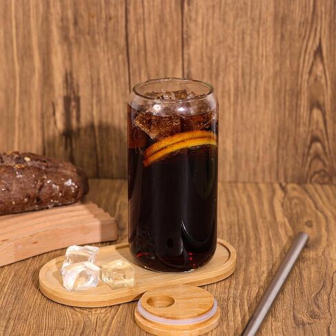 Moretoes Smoothie Cup 6pcs 16oz, Glass Cups with Lids and Straws, Drinking Glasses Set, Cute Tumbler Cup in Saudi Arabia