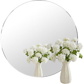 12'' Circle Mirror Round Glass Mirror Self Adhesive Mirror HD Large Makeup Mirror Frameless Decoration Wall Mirror for Bathroom, Bedroom, Vanity etc, Round Mirror Tray for Table Centerpiece in Saudi Arabia