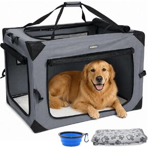 36 Inch Soft Dog Crate, Portable Dog Crate with Plush Mat, Soft Blanket & Foldable Bowl, Indoor and Outdoor Use, Easy to Set Up and Fold, Fit Large Breeds in Saudi Arabia