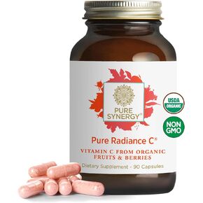 PURE SYNERGY Pure Radiance C | Organic Vitamin C Capsules | 100% Natural, Whole Food, Non-GMO Supplement with Camu Camu Extract | for Immune and Collagen Support (90 Capsules) in Saudi Arabia