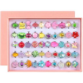 Faburo 50 Pcs Kids Rings for Girls, Adjustable Rings Girls Toddler Jewelry in Kuwait