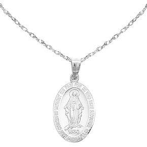 Ritastephens 14k Yellow,White or Rose Gold Small Miraculous Virgin Mary Medal Charm Pendant Necklace (18 Inches, No Chain) in Saudi Arabia