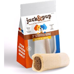 Jack&Pup 3-4" Filled Dog Bones for Small and Large Dogs, Flavored Dog Bones Long Lasting, Stuffed Shin Bone for Dogs, High Protein, Bacon and Cheese Flavor - 1 Pack in Kuwait