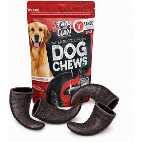 Water Buffalo Horns for Dogs, 4 Pack Large 8-Inch Dog Horn Chews in Kuwait