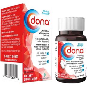 DONA Crystalline Glucosamine Sulfate, 750 Mg, Joint Supplement Pills for Knee Comfort & Joint Health Support, 750 Mg, 60 Count (2 Pack) in Saudi Arabia