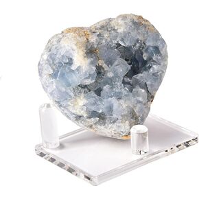 AMOYSTONE Heart Celestite Crystal Geode for Home Gifts Blue Crystal Cluster with Plastic Stand 2.4"-2.8" in Saudi Arabia