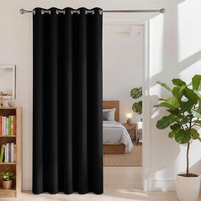 BONZER Extra Wide Room Divider Curtain Total Privacy Wall Noise Reducing Blackout Curtains for Patio Sliding Glass Door, 108L x 108W Inch (9L x 9W ft), 1 Panel, Black in Saudi Arabia