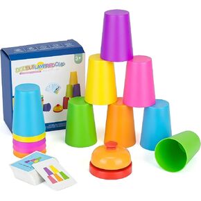 Speed Stacking Cups Game Set - 12 Stacking Cups, 54 Cards, Bell in Kuwait