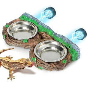 Magnetic Reptile Feeder Ledge with Dual Stainless Bowls,for Gecko Chameleon in Saudi Arabia