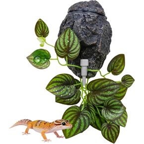 Reptile Water Dish with Dripper, Adjustable Wall-Mounted Water Bowl for Terrarium Humidity Control - Natural Rock Decor Feeding & Watering Dish for Gecko, Lizard, Snake, Frog & Small Reptiles in Kuwait