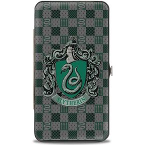 Buckle-Down Women's Hinge-Slytherin Crest Stripes/Diamonds Greens/Black Wallet in Saudi Arabia