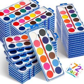 72 Pack Watercolor Paint Set, 12 Colors Water Paint Bulk for Kids in Kuwait