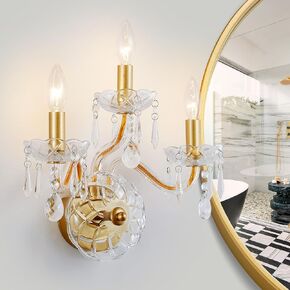 WUZUPS Crystal Candle Chandelier Pendant Flushmount Ceiling Light Modern Lighting Fixture for Bedroom Hallway Bar Kitchen Bathroom, H 14" x W 16", Gold, E12 Base in Saudi Arabia